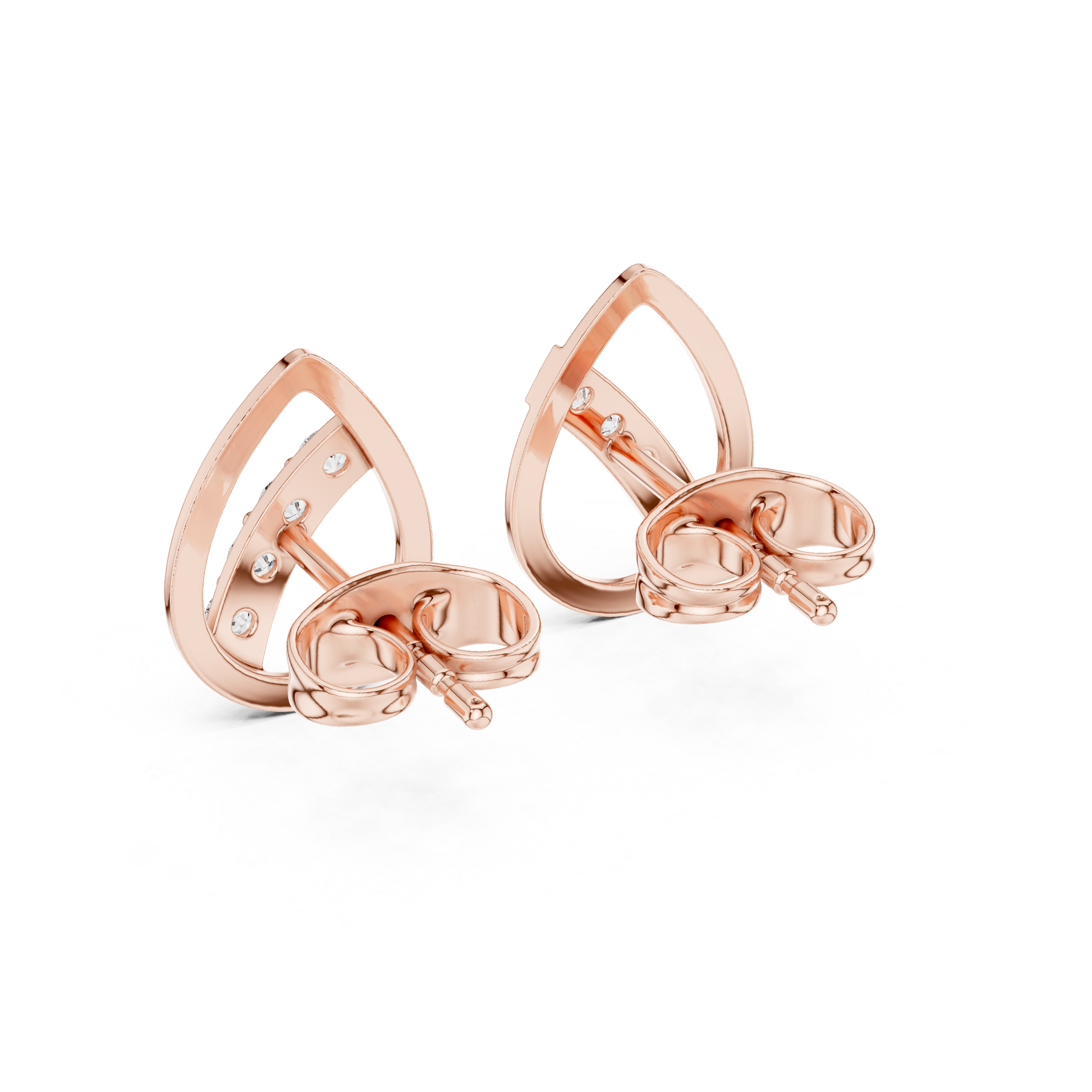 Diamond leaf teardrop stud earrings in gold by Signora Jewels
