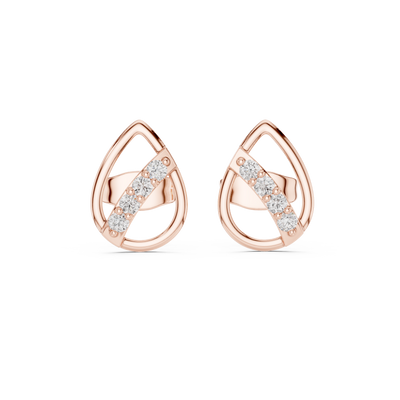 Diamond leaf teardrop stud earrings in gold by Signora Jewels