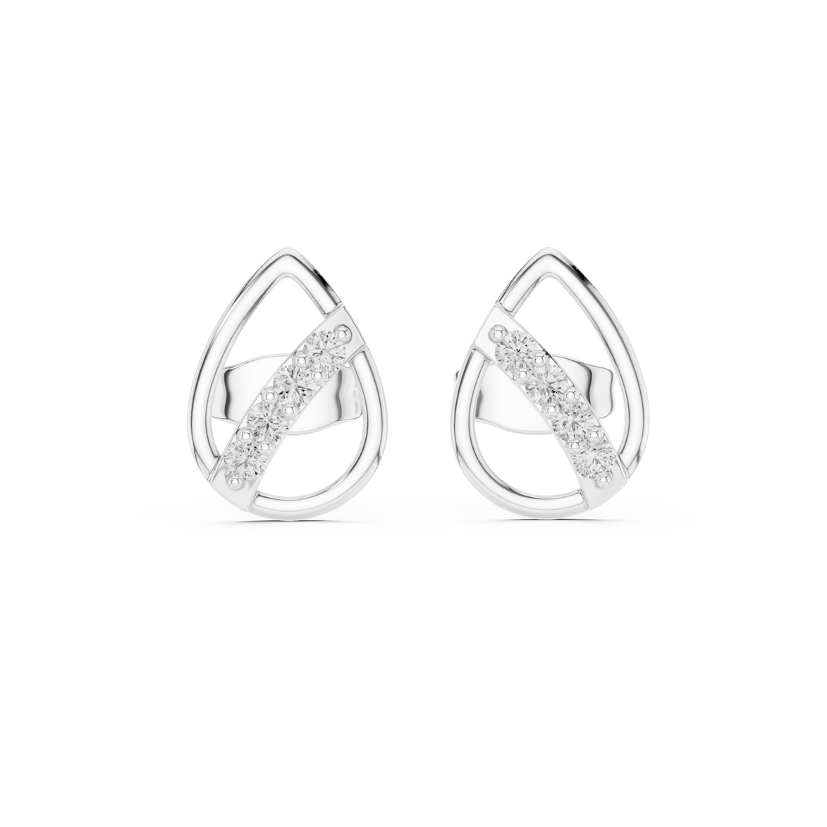Diamond leaf teardrop stud earrings in gold by Signora Jewels