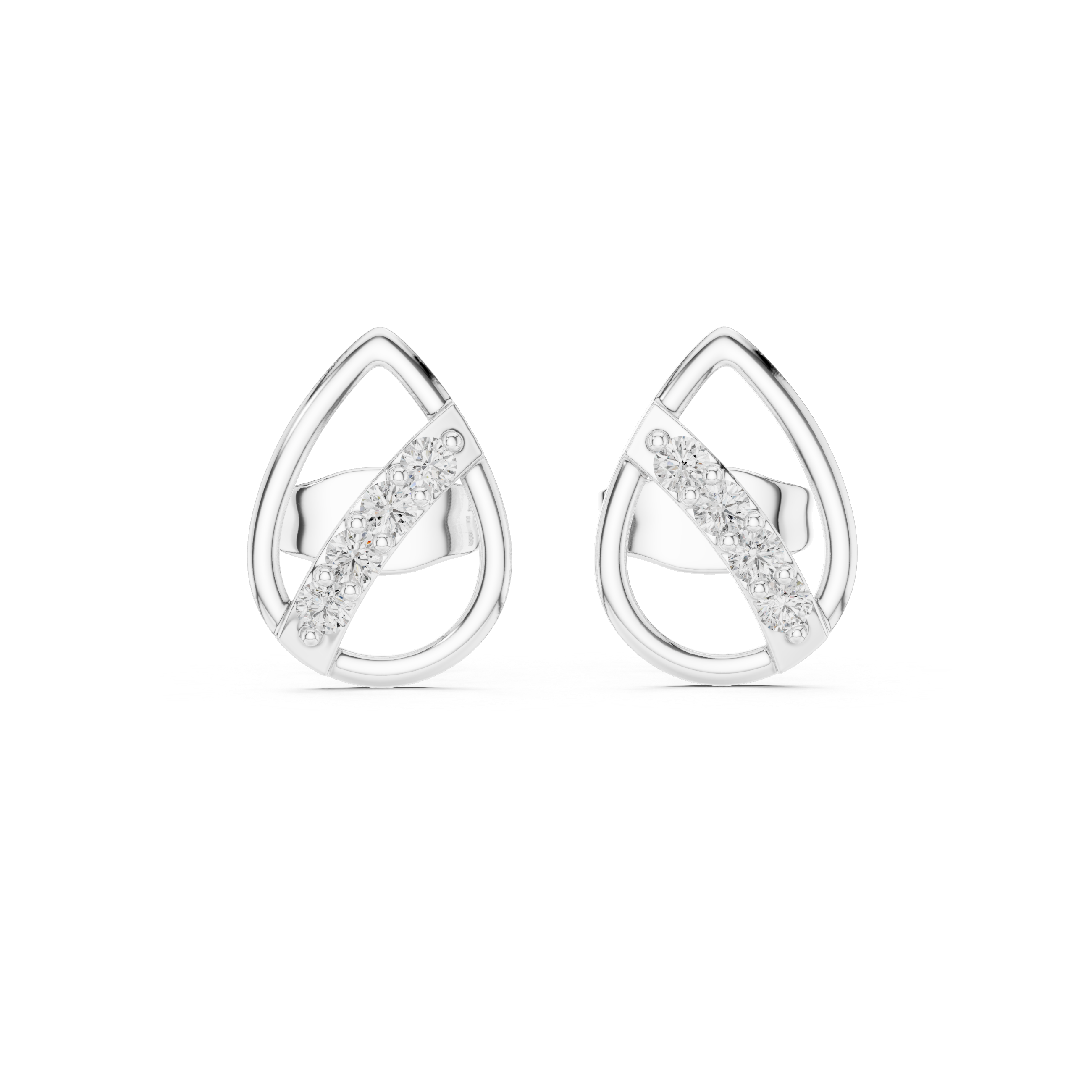 Diamond leaf teardrop stud earrings in gold by Signora Jewels