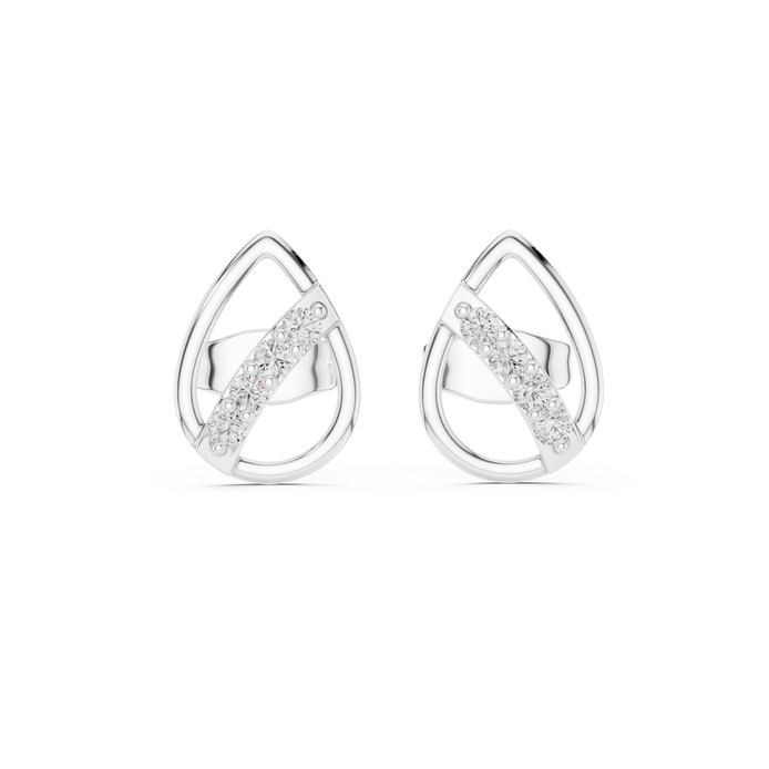 Diamond leaf teardrop stud earrings in gold by Signora Jewels