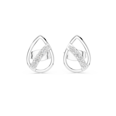 Diamond leaf teardrop stud earrings in gold by Signora Jewels