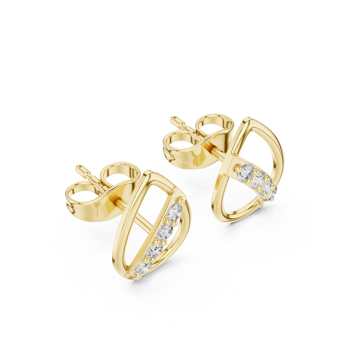 Diamond leaf teardrop stud earrings in gold by Signora Jewels