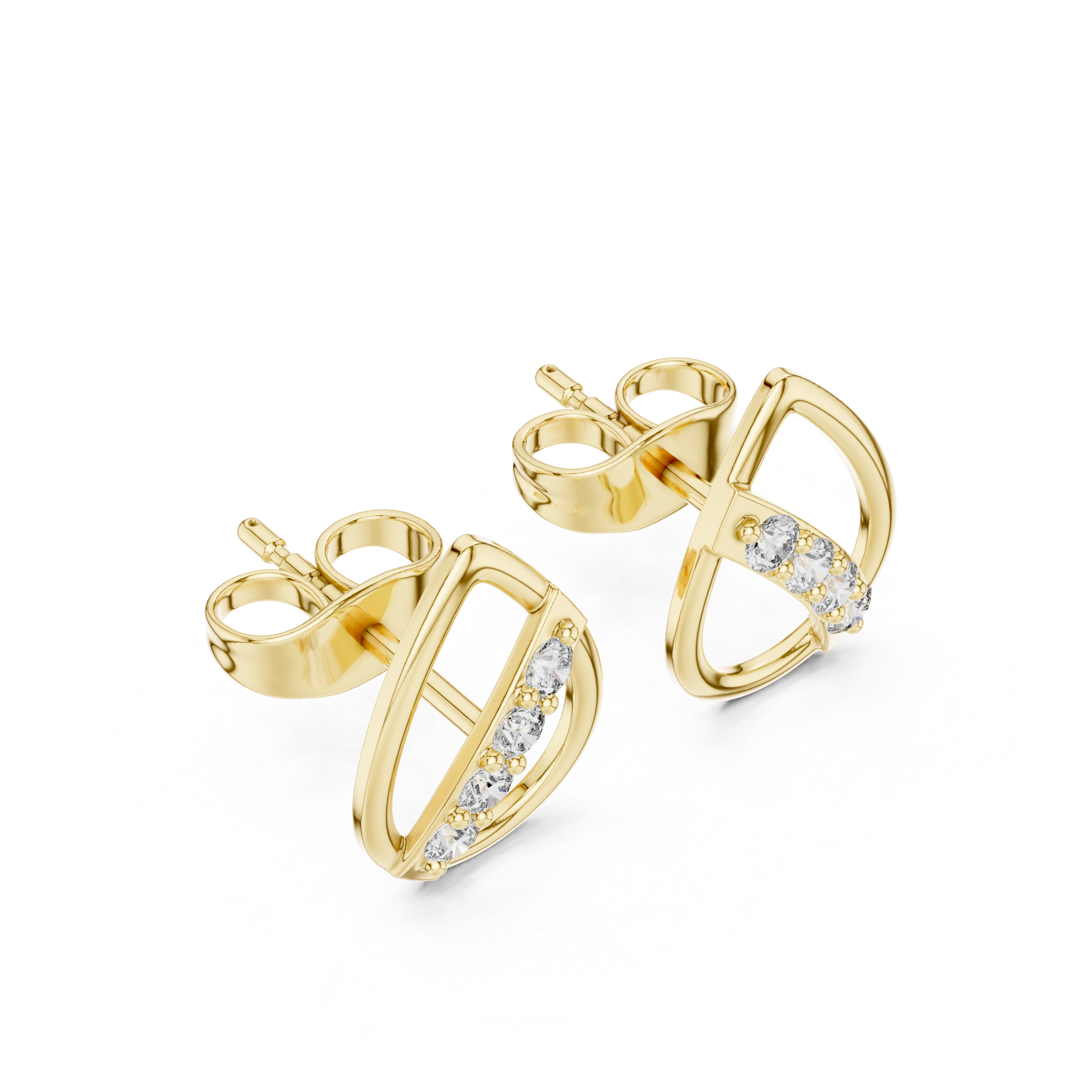 Diamond leaf teardrop stud earrings in gold by Signora Jewels