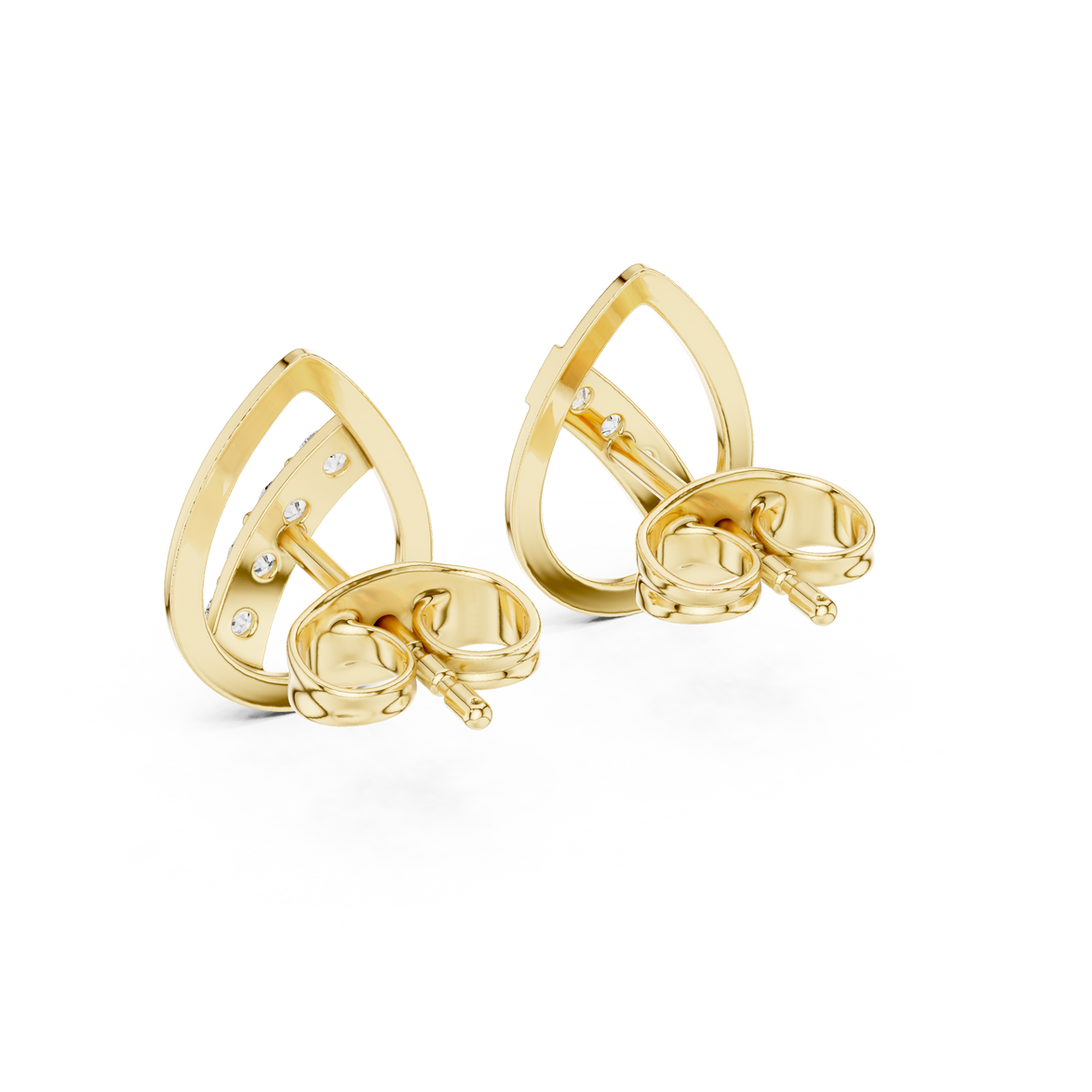 Diamond leaf teardrop stud earrings in gold by Signora Jewels