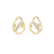 Diamond leaf teardrop stud earrings in gold by Signora Jewels