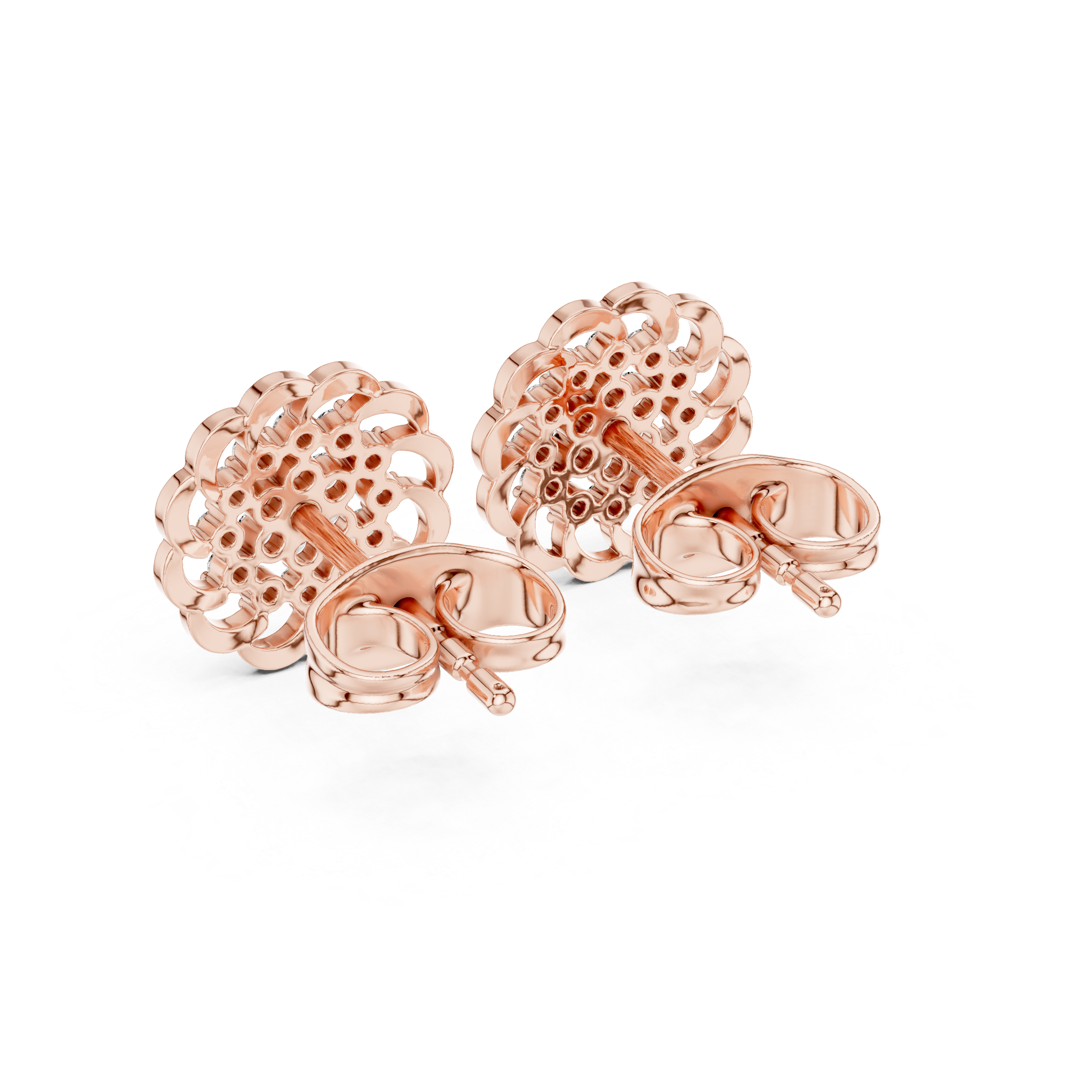 Diamond floral cluster stud earrings in gold by Signora Jewels