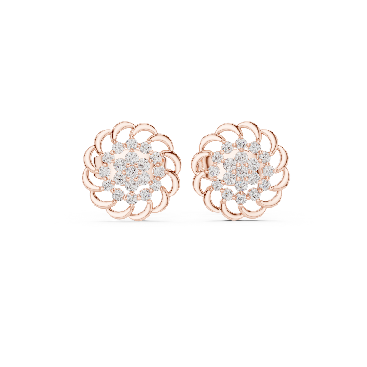 Diamond floral cluster stud earrings in gold by Signora Jewels