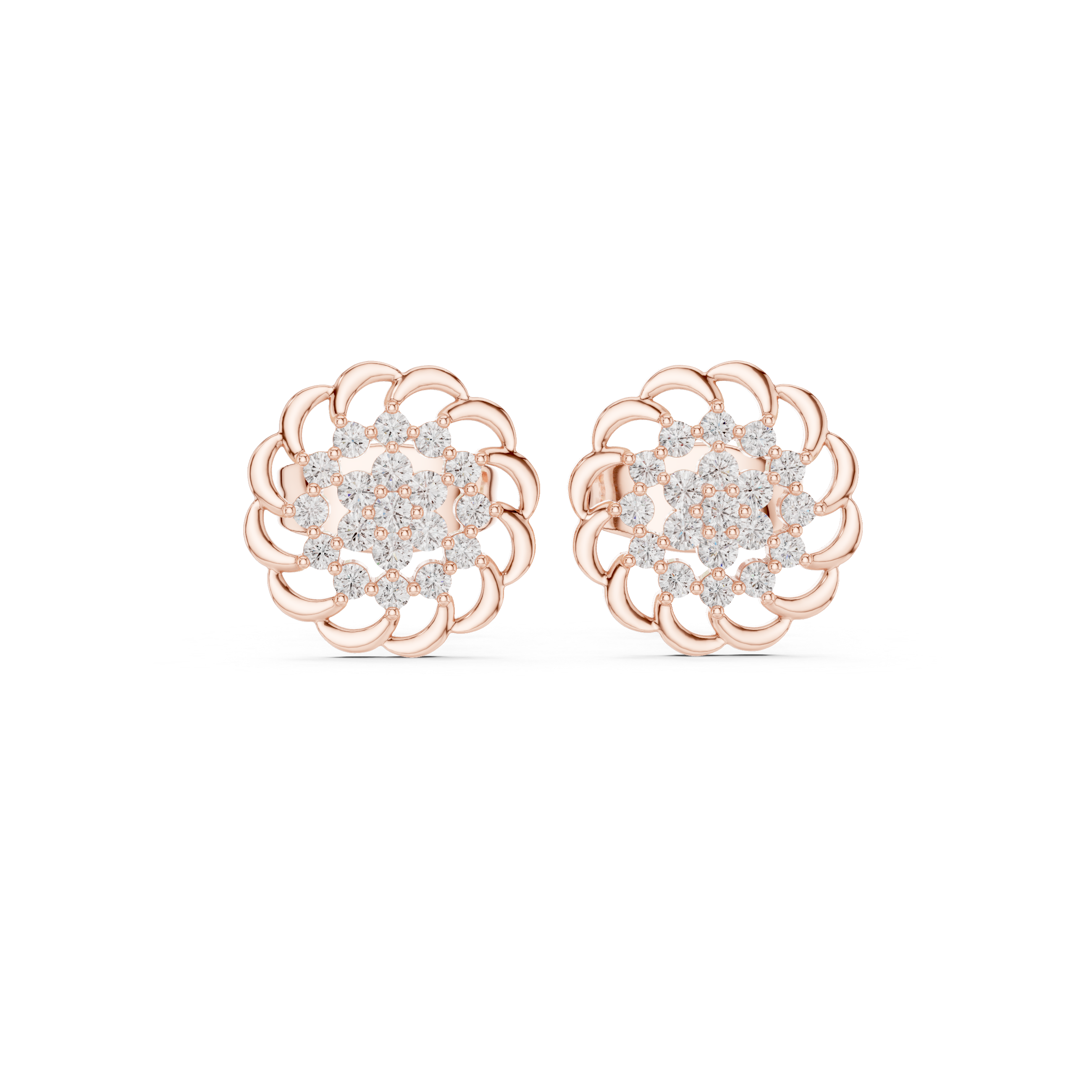 Diamond floral cluster stud earrings in gold by Signora Jewels