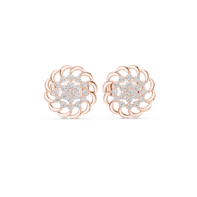 Diamond floral cluster stud earrings in gold by Signora Jewels