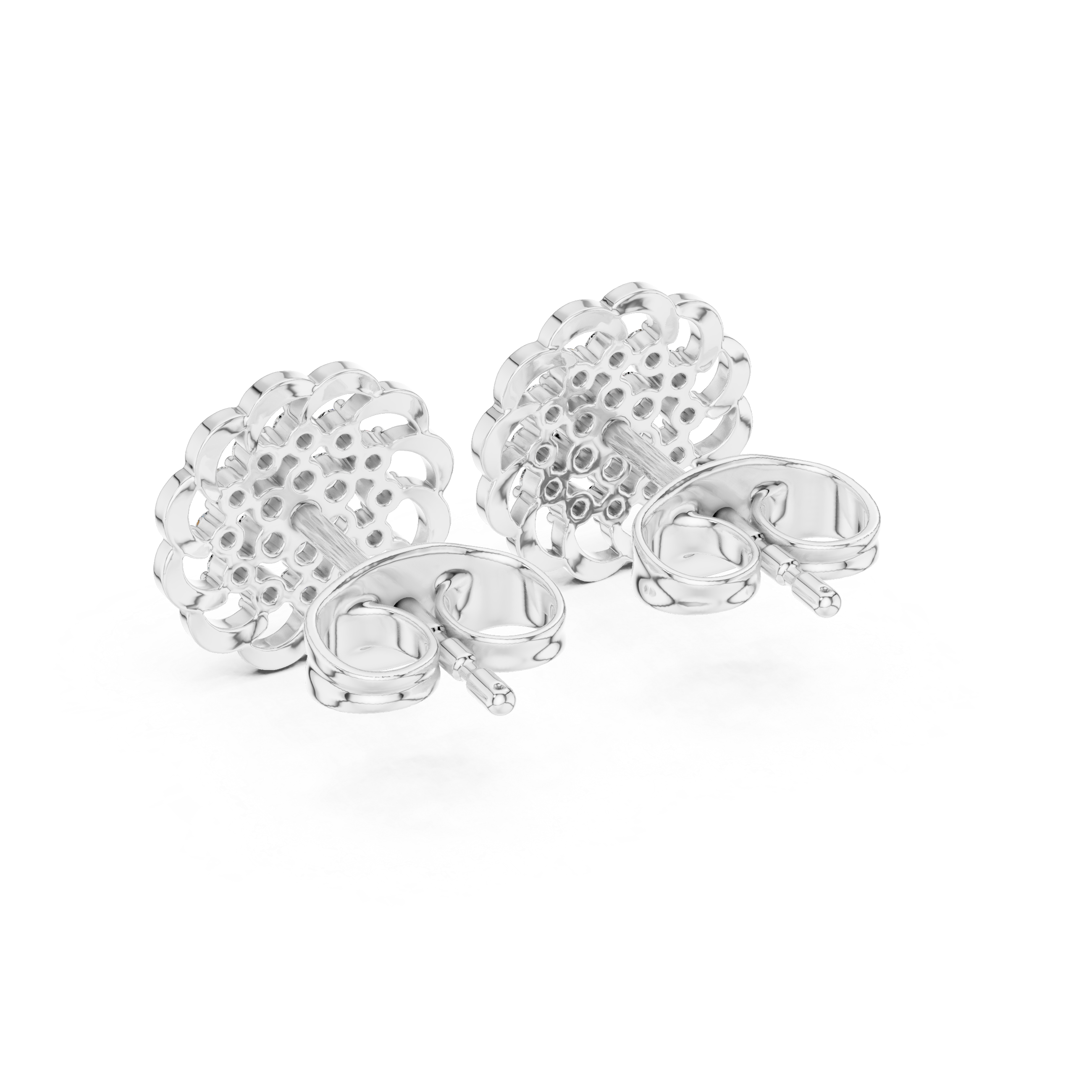 Diamond floral cluster stud earrings in gold by Signora Jewels