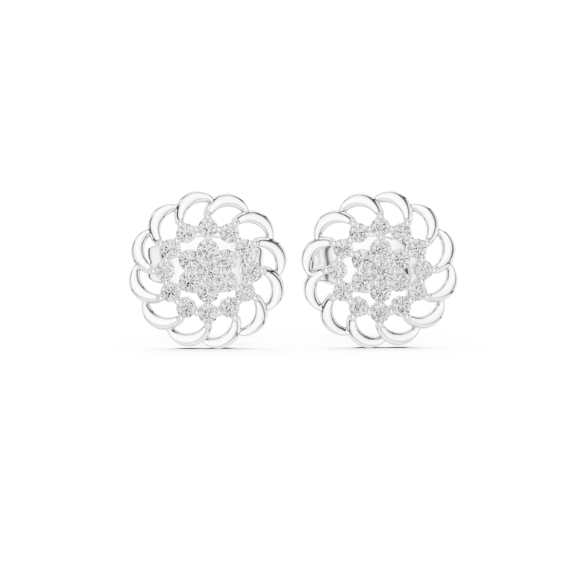 Diamond floral cluster stud earrings in gold by Signora Jewels
