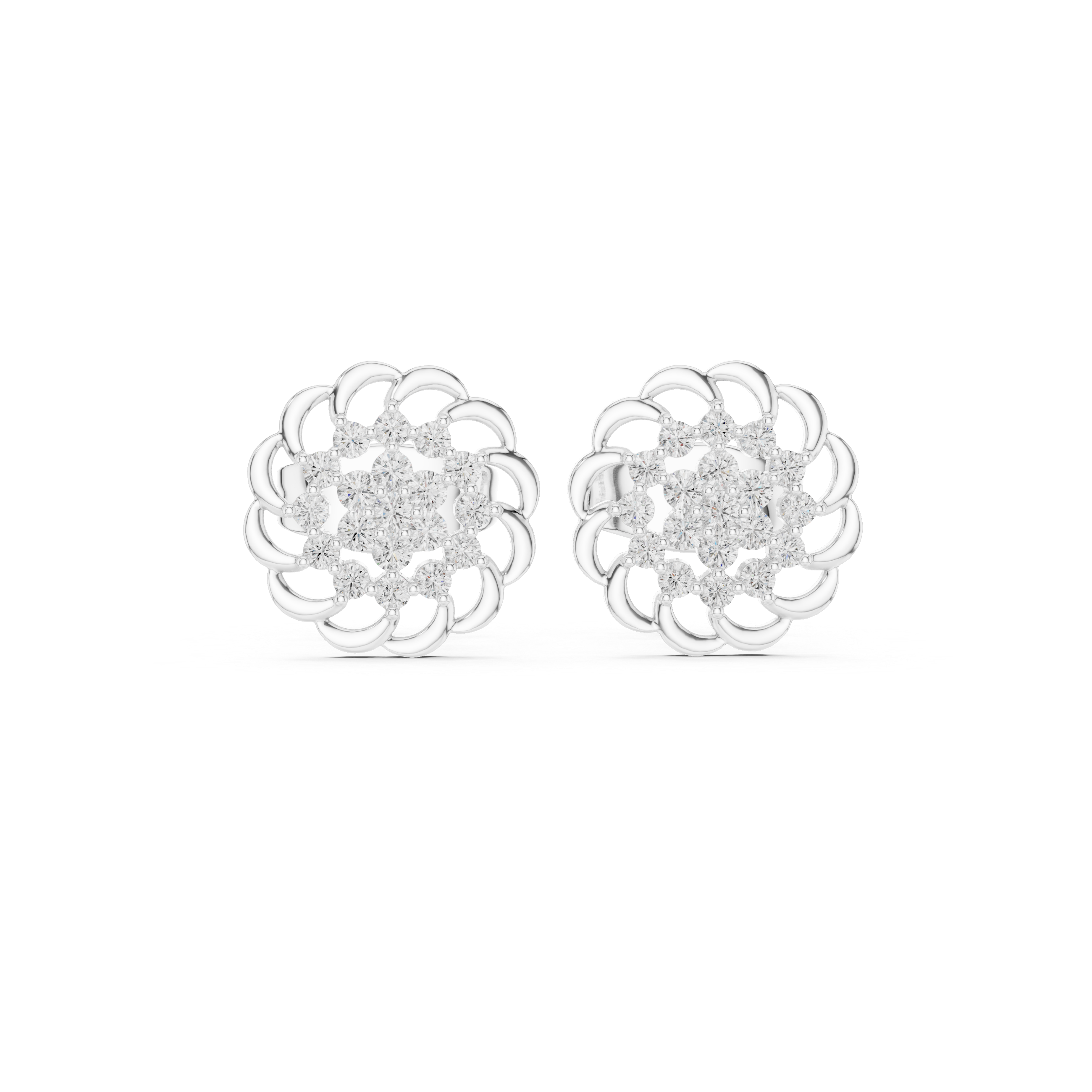 Diamond floral cluster stud earrings in gold by Signora Jewels