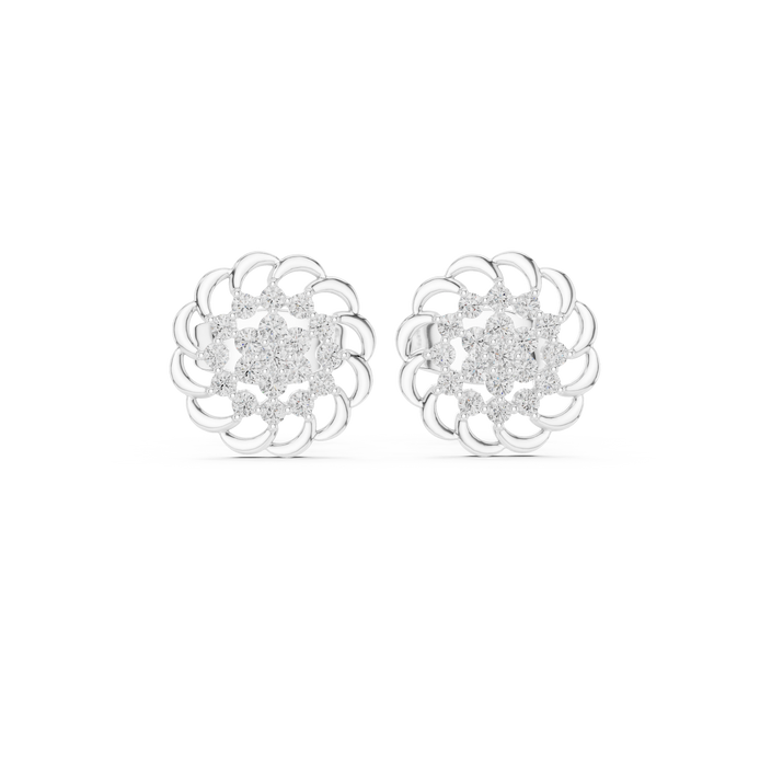 Diamond floral cluster stud earrings in gold by Signora Jewels