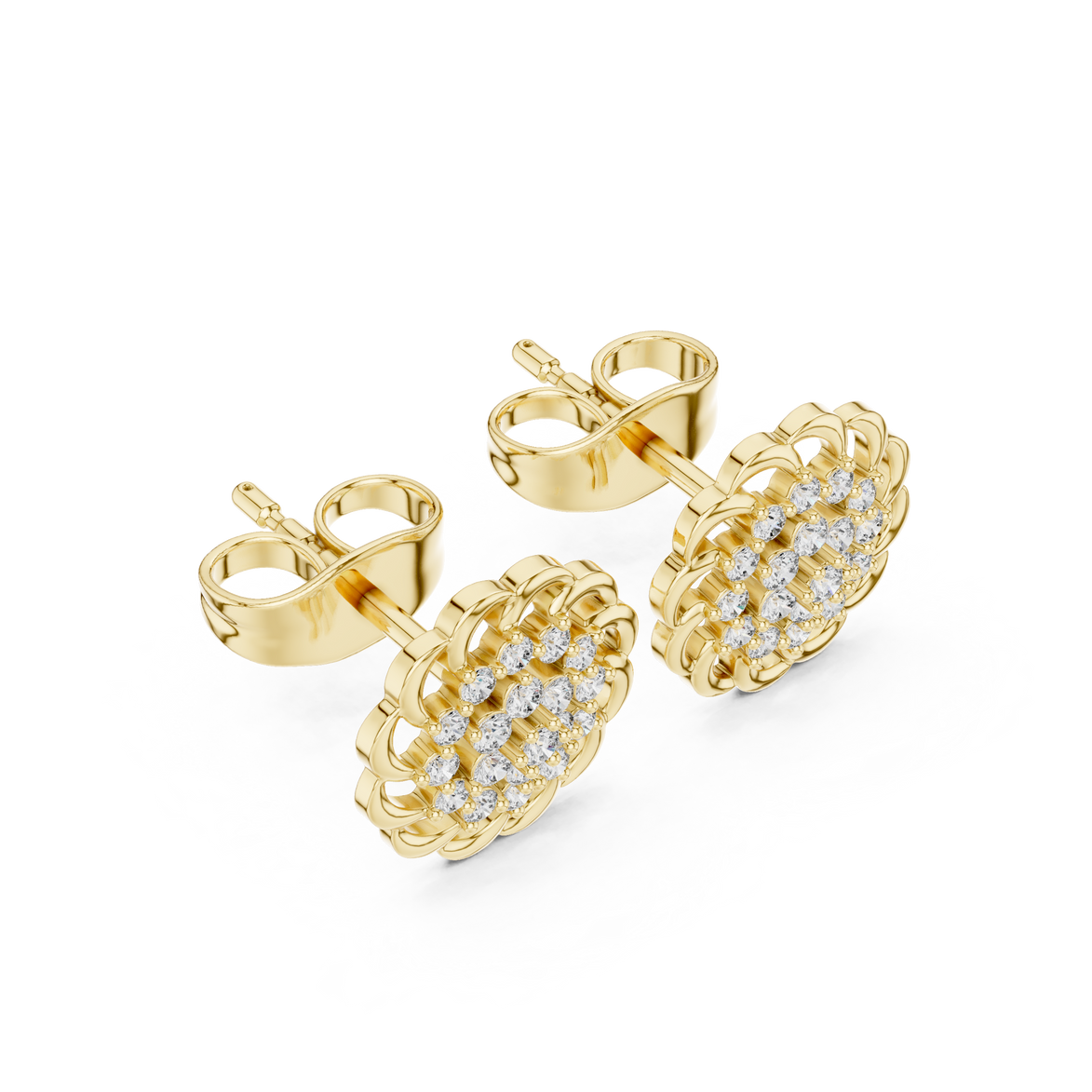 Diamond floral cluster stud earrings in gold by Signora Jewels