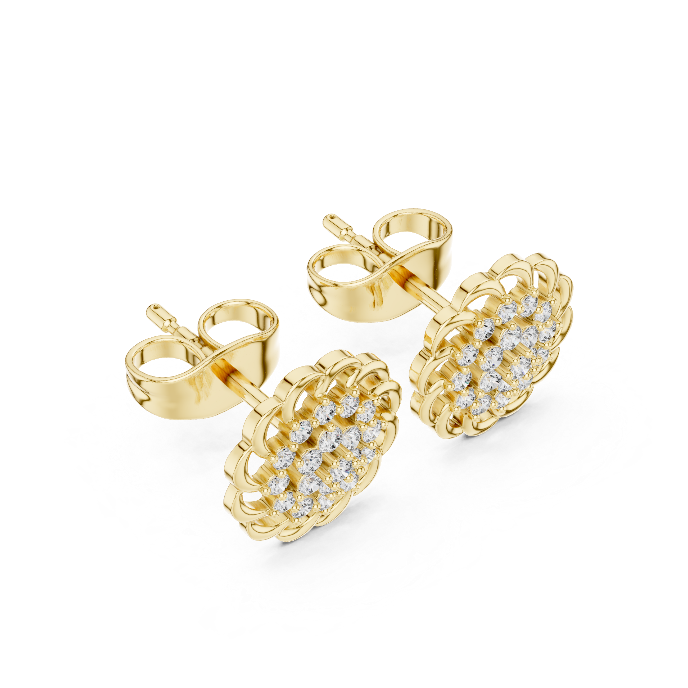 Diamond floral cluster stud earrings in gold by Signora Jewels