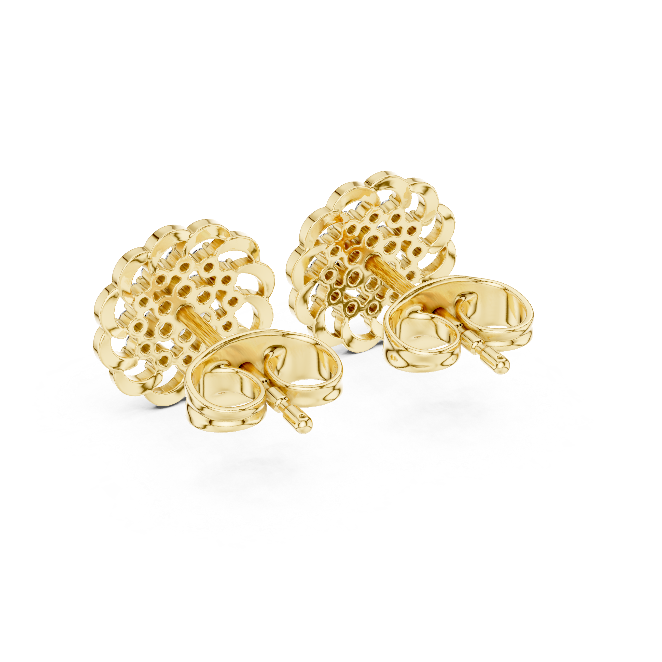 Diamond floral cluster stud earrings in gold by Signora Jewels