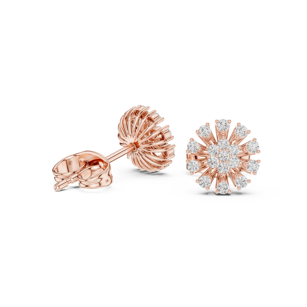 Diamond floral burst stud earrings in gold by Signora Jewels