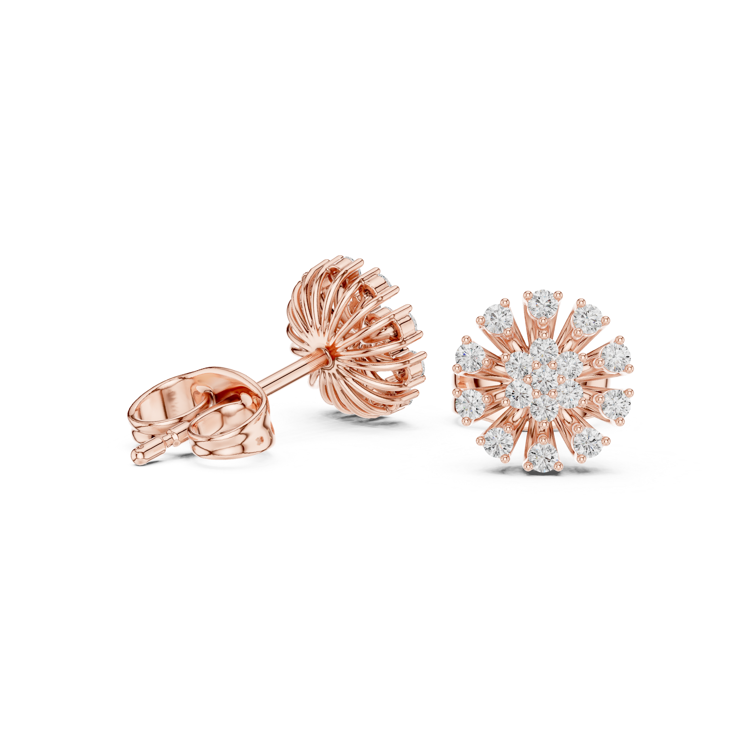 Diamond floral burst stud earrings in gold by Signora Jewels