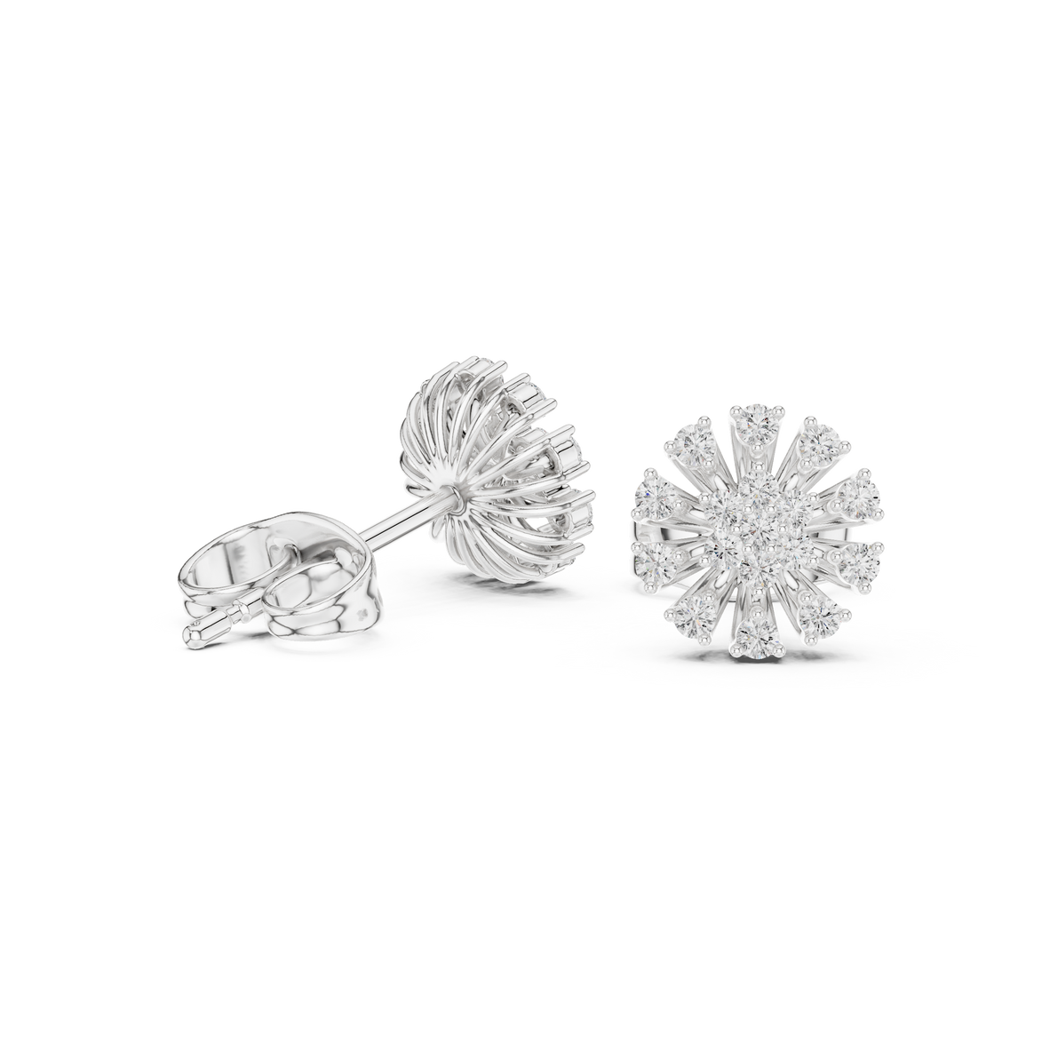 Diamond floral burst stud earrings in gold by Signora Jewels