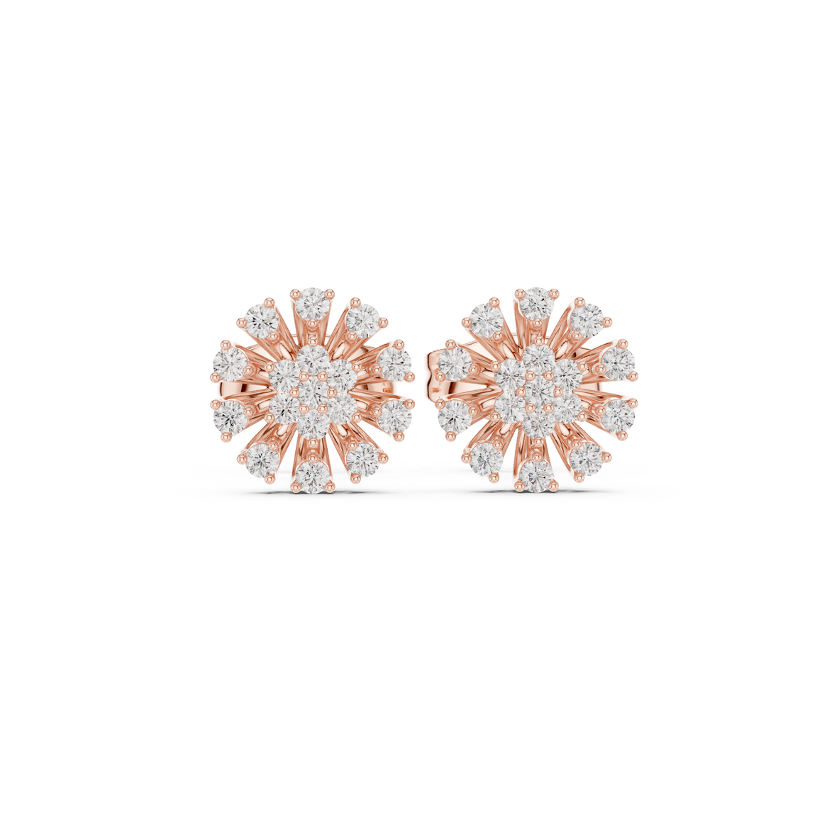 Diamond floral burst stud earrings in gold by Signora Jewels