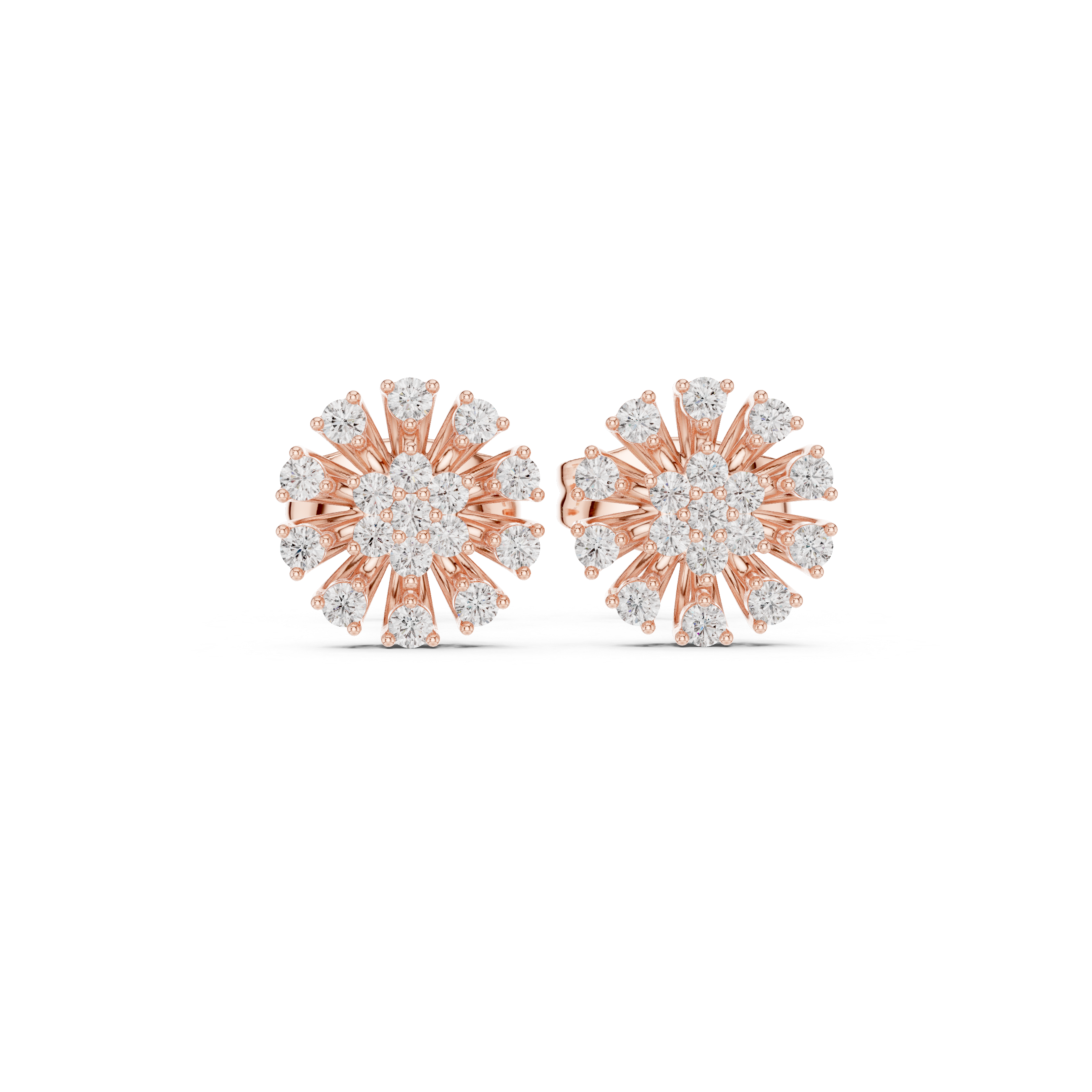 Diamond floral burst stud earrings in gold by Signora Jewels