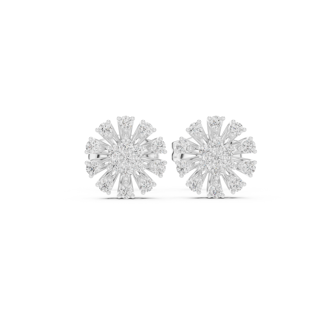 Diamond floral burst stud earrings in gold by Signora Jewels