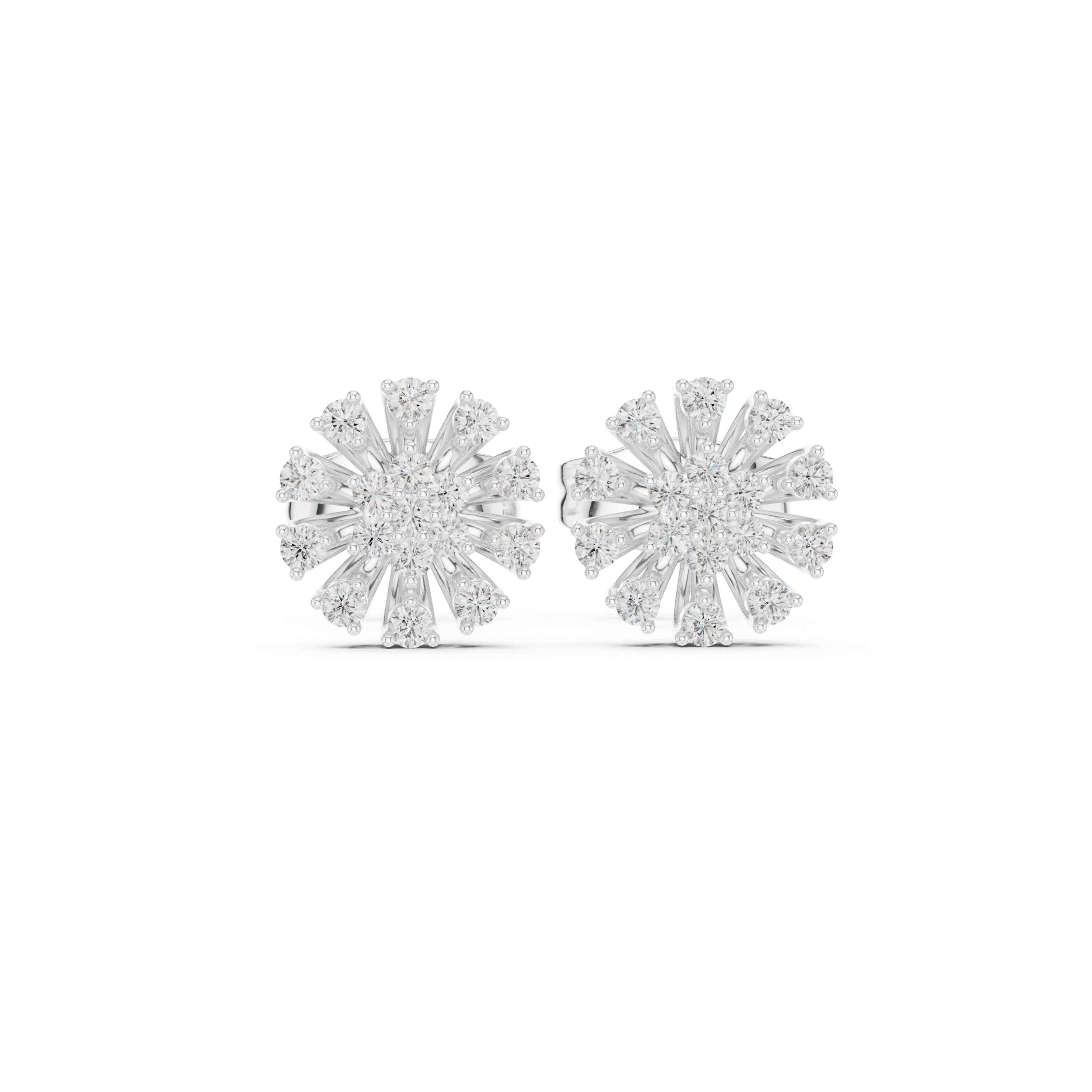 Diamond floral burst stud earrings in gold by Signora Jewels
