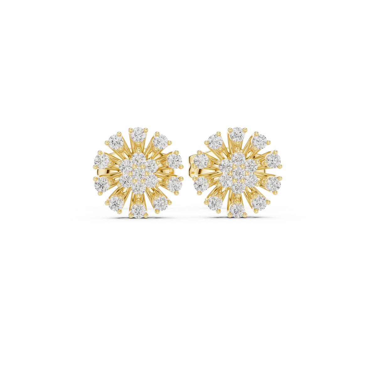 Diamond floral burst stud earrings in gold by Signora Jewels