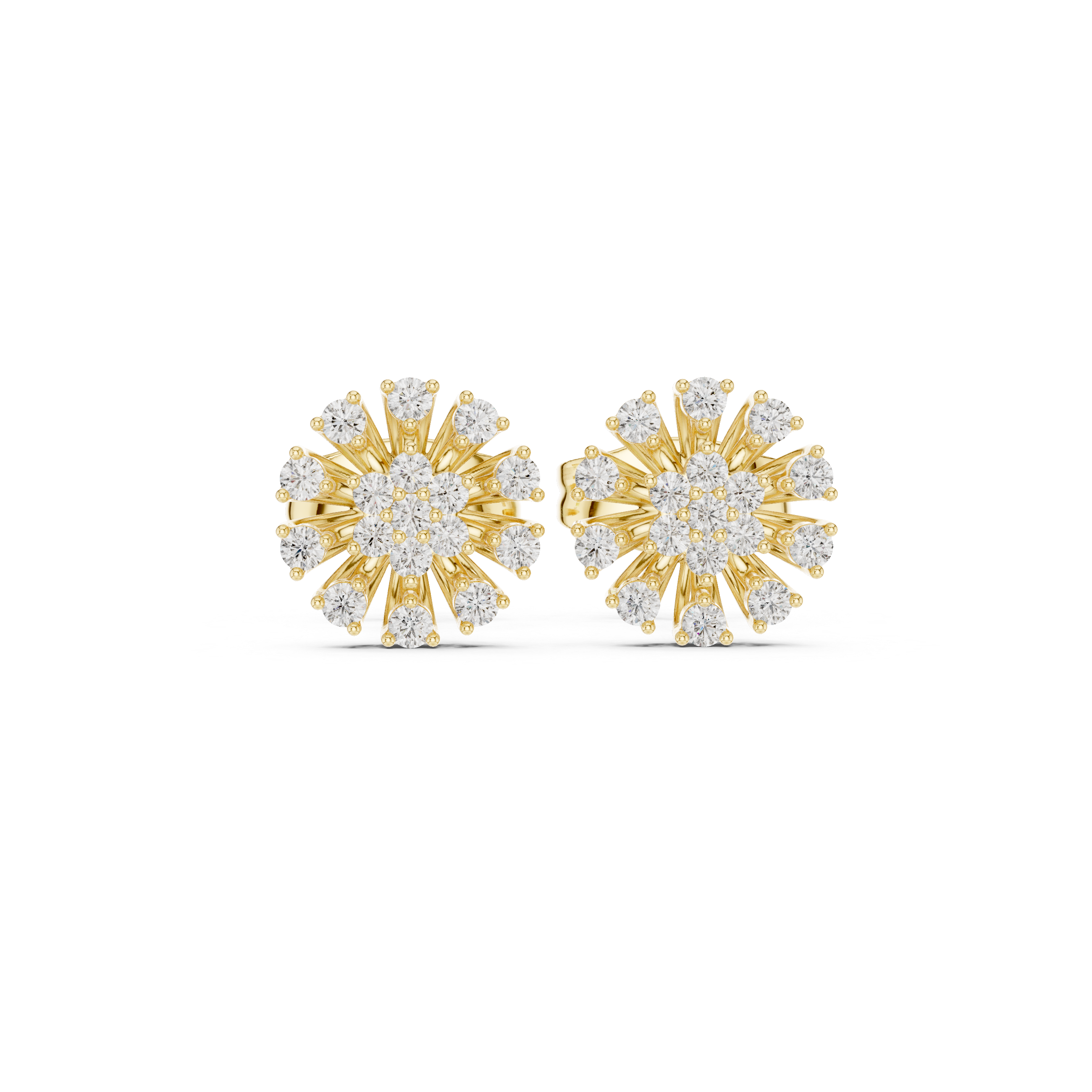 Diamond floral burst stud earrings in gold by Signora Jewels