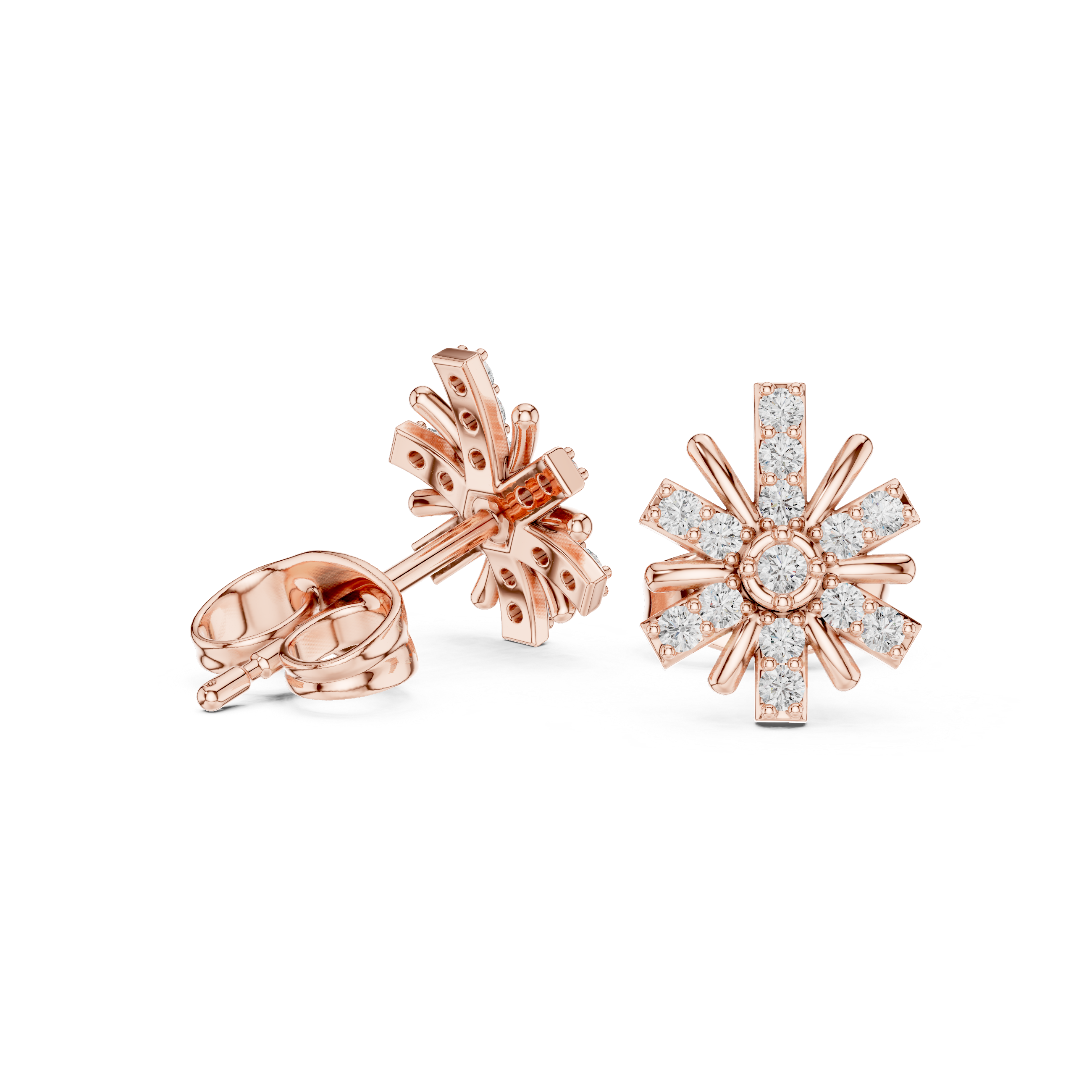 Diamond starburst stud earrings in gold by Signora Jewels