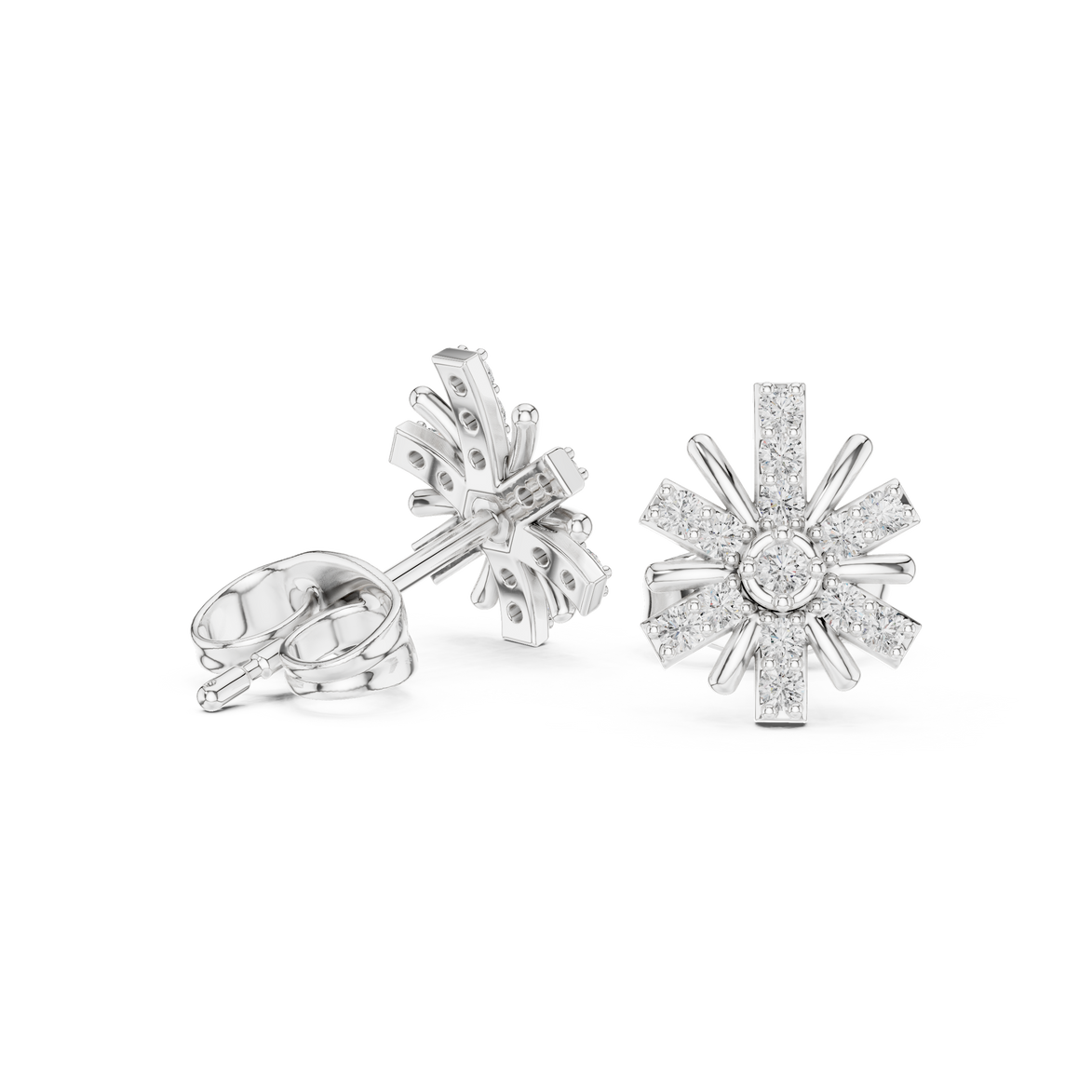 Diamond starburst stud earrings in gold by Signora Jewels