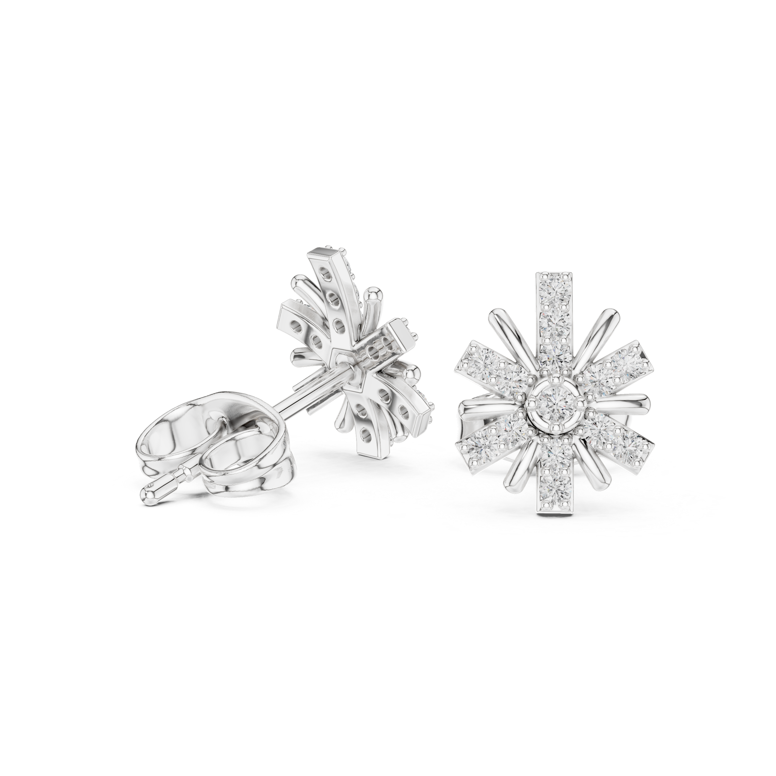 Diamond starburst stud earrings in gold by Signora Jewels