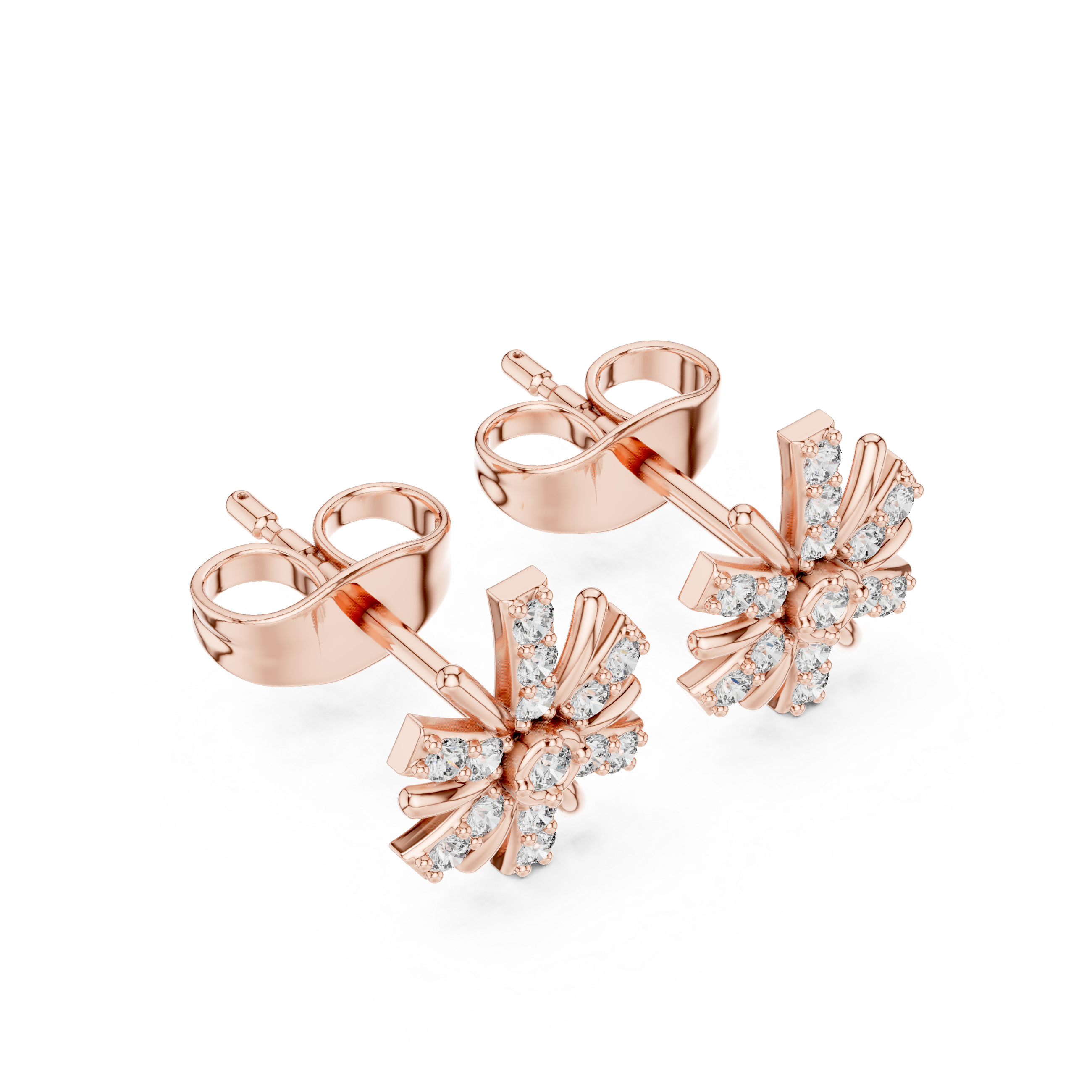 Diamond starburst stud earrings in gold by Signora Jewels