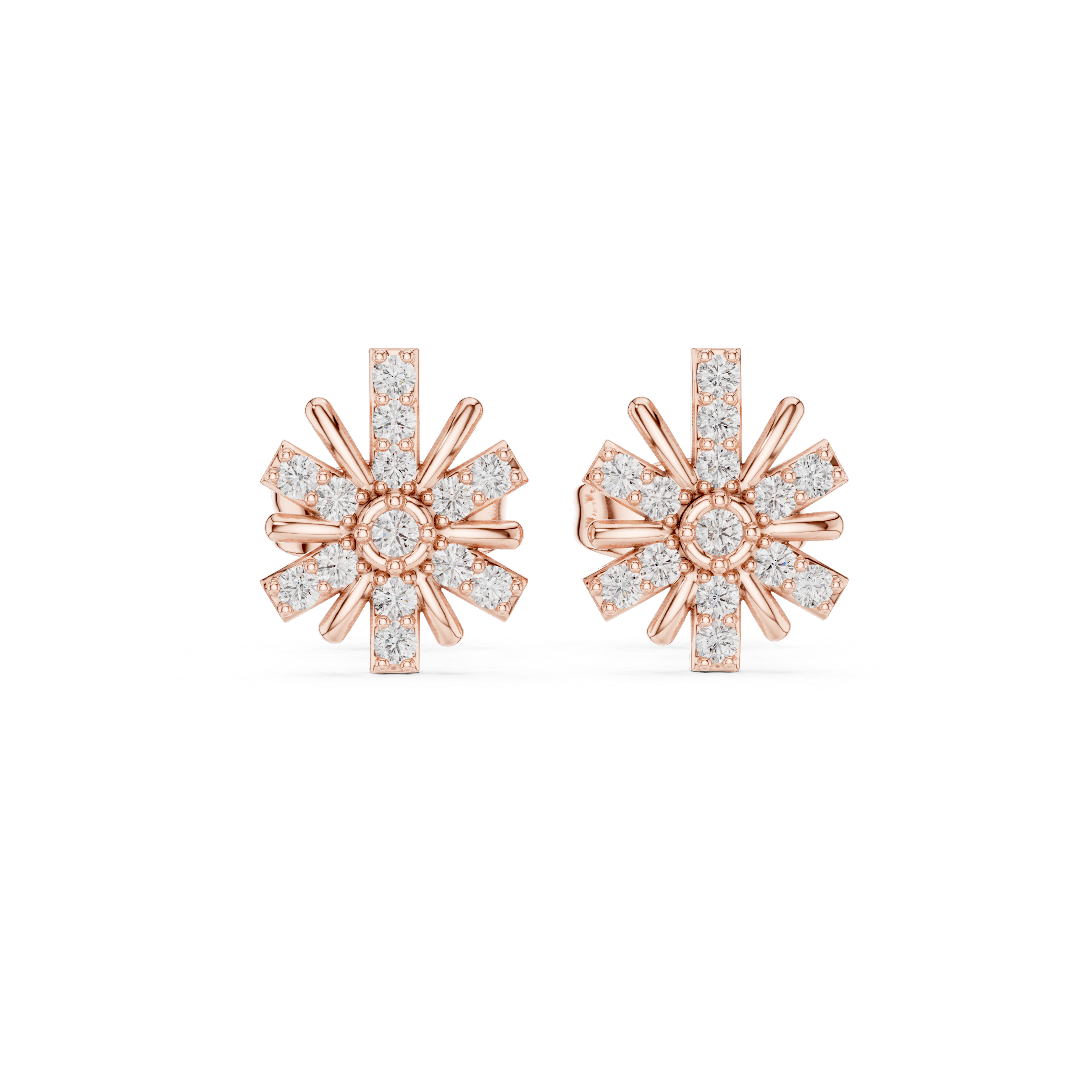 Diamond starburst stud earrings in gold by Signora Jewels