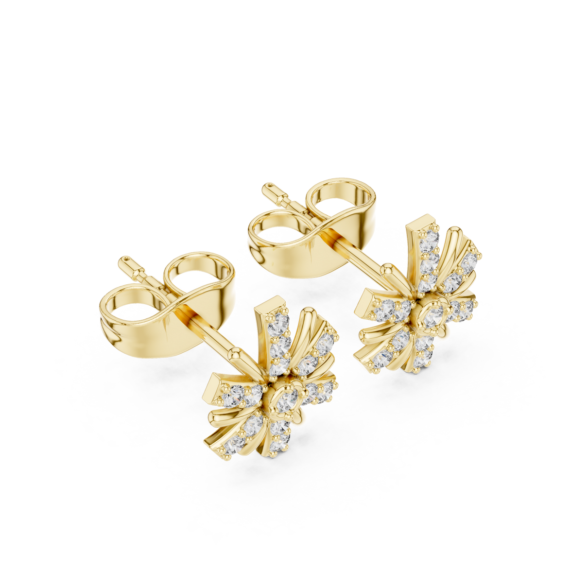 Diamond starburst stud earrings in gold by Signora Jewels