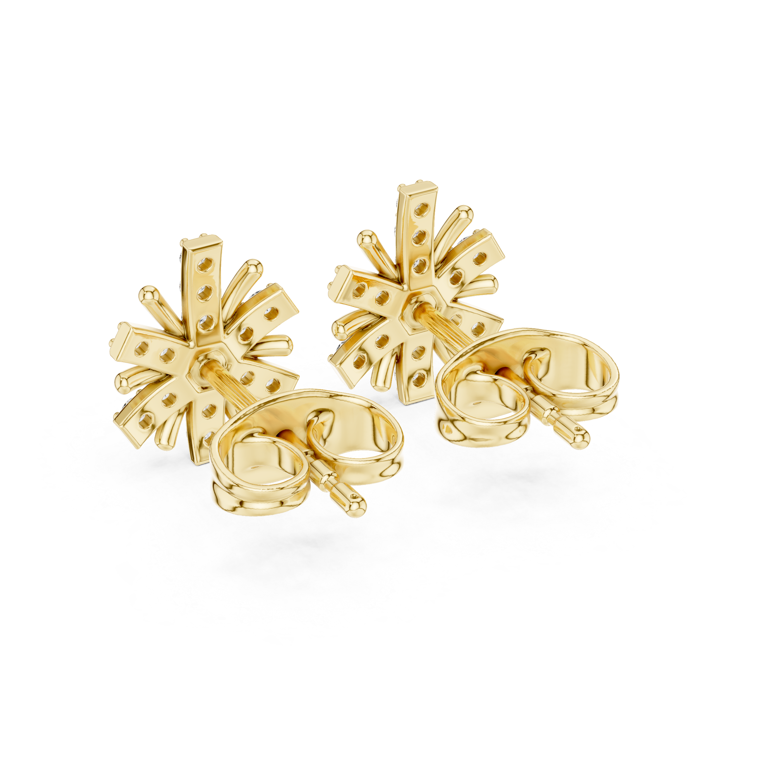 Diamond starburst stud earrings in gold by Signora Jewels