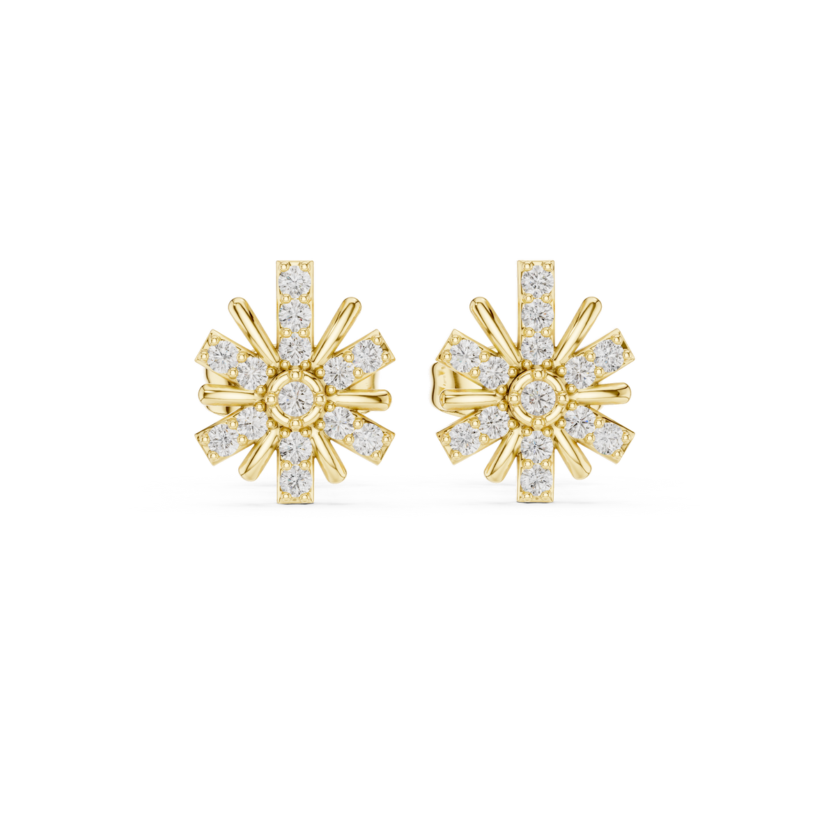Diamond starburst stud earrings in gold by Signora Jewels