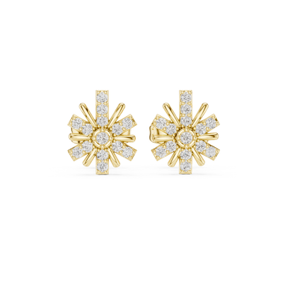 Front face of the yellow gold Starlight Bloom stud earrings