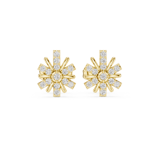 Front face of the yellow gold Starlight Bloom stud earrings