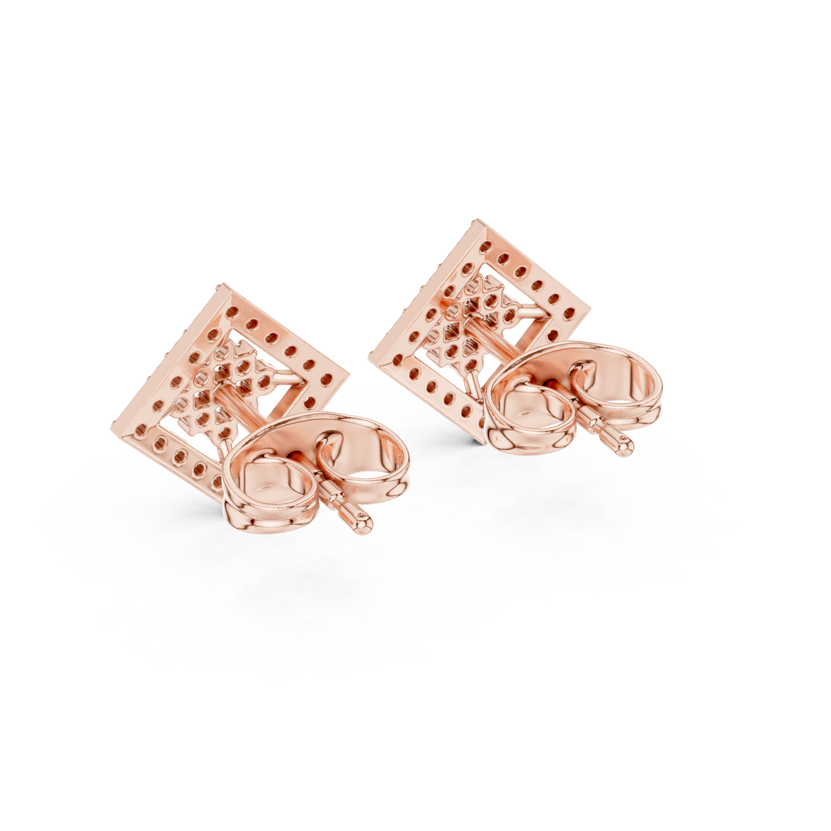 Diamond geometric square stud earrings in gold by Signora Jewels