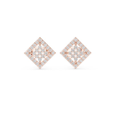 Diamond geometric square stud earrings in gold by Signora Jewels