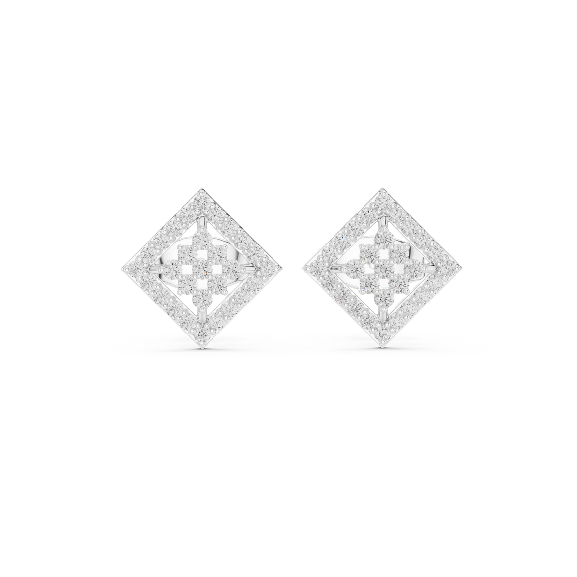 Diamond geometric square stud earrings in gold by Signora Jewels