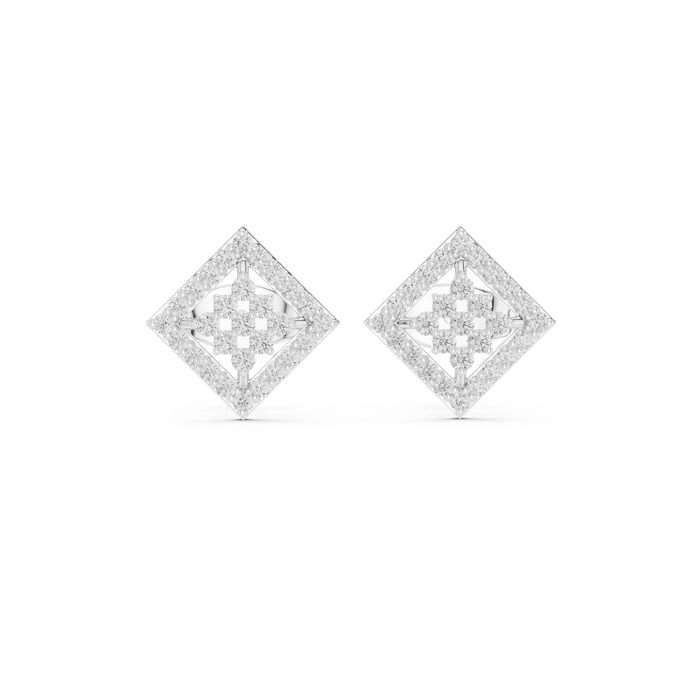 Diamond geometric square stud earrings in gold by Signora Jewels