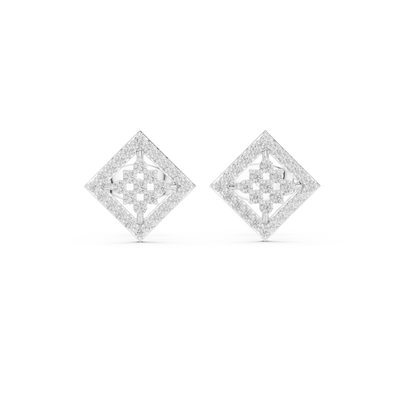Diamond geometric square stud earrings in gold by Signora Jewels