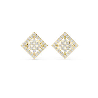 Front face of the yellow gold Radiant Frame stud earrings