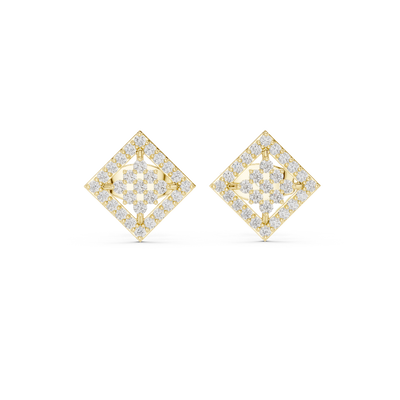 Front face of the yellow gold Radiant Frame stud earrings