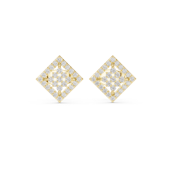 Front face of the yellow gold Radiant Frame stud earrings