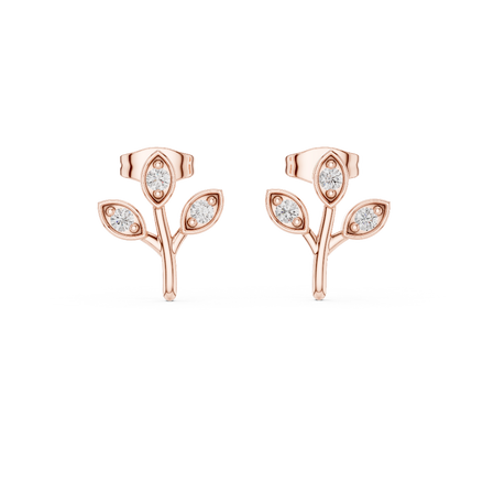 Front face of the rose gold Whispering Blossom diamond stud earrings