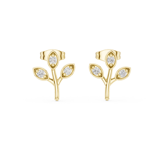 Front face of the yellow gold Whispering Blossom stud earrings